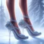 Placeholder: cinderellas high heel crystal glass shoes ,magical, snow, sharp, intricate ornate, elegant, highly detailed, transparent, artstation, concept art, smooth, sharp focus, illustration, 8k,epic fantasy, iridescent accents