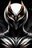 Placeholder: Owlman, comic style artwork, dark black, Orange and white, calm