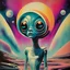 Placeholder: Psychedelic Alien Art, chromatic aberration, retrofuturism, vintage sci-fi illustration, weird space alien print, surrealist french art, eerie, 70s sci-fi art, creepy cutout style , watercolors, pulp fiction art style