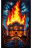 Placeholder: The Fire at the Mad House at the end of time; surrealistic modern art
