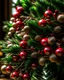 Placeholder: coloring pages: A close-up of a traditional Christmas tree decorated with strings of cranberries, pinecones, and rustic wooden ornaments.