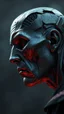 Placeholder: Busch painting style nightmare, a zoomed side view of a man his head is a broken metallic skin texture in a 3d rendering full-height image of a grim and dark scene. Ensure the final images exhibit the utmost quality, encompassing 4K, 8K, and 64K resolutions, with 3D rendering that manifests in photorealistic, hyperrealistic, and highly detailed representations. Employ techniques such as HDR, UHD,