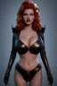 Placeholder: Rita Hayworth as evil queen in black leather, busty, cleavage, curvy, angry, stern look. character design by cory loftis, fenghua zhong, ryohei hase, ismail inceoglu and ruan jia. unreal engine 5, artistic lighting, highly detailed, photorealistic, fantasy