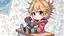 Placeholder: detailed digital art style, cute anime, detailed chibi face, sitting on school desk in hand a toy, in colorful modern-fantasy clothes , messy hair random drawing background, childbook style, highly detailed no photorealism