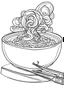 Placeholder: Outline art for coloring page, A JAPANESE CHAWAN TEACUP. A SHORT LIT CIGARETTE. WHISPS OF SMOKE, coloring page, white background, Sketch style, only use outline, clean line art, white background, no shadows, no shading, no color, clear