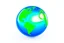 Placeholder: play button in the middle of the globe, blue and green