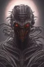 Placeholder: evil predator with crown, alien, brutal face, tron, head, burn eyes, 8k, finely detailed, dark light, photo realistic, hr giger, cyberpunk