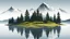 Placeholder: A fir forest in front of a lake,a mountain behind it, vector