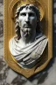 Placeholder: Ultra Realistic image, classical renaissance sculpture, white marble material, Lionel Messi, emperor style, gold Laurel leaves crown, chisel style, waist up portrait, epic, celestial, cinematic lighting, God light, god rays, 4k resolution, smooth details, ornate details, soft lighting, unreal engine 5, marble background.