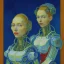 Placeholder: Portrait de femme robot par van gogh couleurs très vives très lumineux contraste