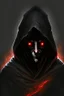 Placeholder: Dark sorcerer, black robe, not visible face, comic style, red eyes
