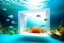 Placeholder: white,background,looking,through,a 3-d, square hole,watching,tropical,fish,swimming,in,the,ocean