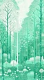 Placeholder: A mint color winter forest with falling snowflakes designed in ancient Roman mosaics