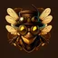 Placeholder: logo bee wearing steampunk googles and hat, flat cartoon style dark background