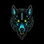 Placeholder: A cyborg wolf logo design, black background