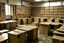 Placeholder: A unpainted classroom, full of cardboard glued to the walls