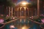 Placeholder: Magic Eden garden with lotus flowers on water, stars in the sky, bright flowers, small fairies, bright lights, birds, dragonflies, palm trees, exotic plants, starry sky, middle eastern modern palace, golden dome, waterfall, magnolias, wisterias, water, cosmic atmosphere, finely tuned detail, ultra high definition, 8 k, unreal engine 5, ultra sharp focus, cinematic smooth, intricate detail, futuristic style, extremely sharp detail, finely tuned detail, ultra high definition, 8 k, unreal engine 5,
