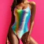 Placeholder: Glittery rainbow swimsuit