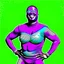 Placeholder: superhero in comic book style, green, purple, blue