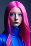 Placeholder: Indigo girl with rubber effect in all face with pink long rubber effect hair