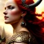 Placeholder: portrait 'beautiful Sexy busty Redhead Sif',Braids,horned helmet, celtic tattoed,painting by gaston bussiere, greg rutkowski, yoji shinkawa, yoshitaka amano, tsutomu nihei, donato giancola, tim hildebrandt, oil on canvas, cinematic composition, extreme detail,fit full head inside picture,32k