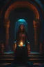 Placeholder: The high priestess of the god of death holding a sermon. tomb, tome, underground, ruin, temple. black light. Cinematic lighting, Volumetric, lighting, Epic color composition, the , octane render,