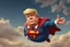 Placeholder: a thoroughly confused, frail, elderly and obese donald trump dressed as cartoon superman and flying