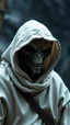 Placeholder: The creature from the the movie Prometheus with white hooded clothes looking at you