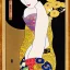 Placeholder: Retrato de cuerpo entero de una Geisha bella voluptuosa vestida estilo de Gustav Klimt