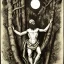 Placeholder: A Rotten Christ in a dark forest with a moon