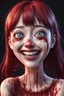 Placeholder: Woman with rare eyes, face distorted with pain, smiling, tears streaming, siting pose, fullbody, Junji Ito style, darkred tones,high detailed, 4k resolution, digital paiting, cute, art, no background 3d pixar disney the cinematic FKAA, TXAA, and RTX graphics technology employed for stunning detail.