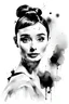 Placeholder: Watercolor black and white Audrey Hepburn