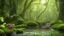 Placeholder: a brown frog with black stripes looking at a river running through a lush green forest, a picture by Jacob Willemszoon de Wet, shutterstock contest winner, ecological art, creative commons attribution, velvia, mobile game art