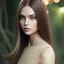 Placeholder: woman with Light-brown long hair, dark fantasy setting, ethereal, soft lighting, soft green-brown eyes, big cheeks, big forehead ,wide chin,