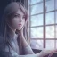 Placeholder: Anime, female student studying under window, studying lesson, perfect face, cool face, ultra detail, unreal engine 5, cinema4d, sun light, studio lighting --ar 1:1 --v 4