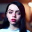 Placeholder: Billie Eilish, full body, on the bed, in my underwear, pale skin, high detail, realistic, 16k, not to be distinguished from a photo, identical pupils