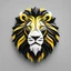 Placeholder: Front logo. 3D. Black, yellow and white palette Lion in artistic style, minimalist