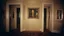 Placeholder: abstract painting, shadows playing hide-and-seek, light and dark, among the doorways in a mansion with paintings of nobody, surreal strange, Analogue film photo, , 1950s, candid, retro analog, 35mm film, film grain