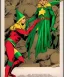 Placeholder: two elves. woman and man. Christmas scene. poster. marvel comic. low-key