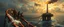 Placeholder: master oil painting by Rembrandt, roller coaster with some bad ass power off shore oil platform cyber punk people experiencing gravity at its worst