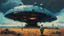 Placeholder: Science fiction oil painting, Denis Sarazhin, Hipgnosis, Alex Andreev, Simon Stalenhag, ominous sky, cross processing print