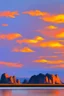 Placeholder: big rock mountains with and orange dawn sky