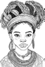 Placeholder: african girl face with beautiful hairstyle coloring page