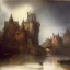 Placeholder: Rembrandt, magic, castle, rain, landscape, snow, bright foreground, dragons