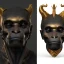 Placeholder: black male African Egyptian alien, cracks in the voodoo head, wicked, eyes, crown, Elephant, 8k, finely detailed, photo realistic, tiger turquoise skull head gold dragon space alien snow skeleton gold gorilla silver crown silver eyes