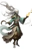 Placeholder: Air genasi from dnd with ashesen skin and asian flowing hair herematerial smoke Monk attire with ash giant Smoke Some hair