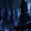 Placeholder: Dark eldritch spires cyberpunk cityscape