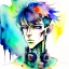 Placeholder: Male cypebpunk character connected to AI exploring other AI - Watercolour and Watercolour Painted Style - Jenny Rainey Style