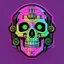 Placeholder: FLAT VECTOR LAYERED IMAGE OF CYBERNETIC SKULL PARTS IN A SCHEMATIC