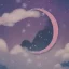 Placeholder: a large crescent moon with sparkles, dark, hazy, macro photography, tilt shift blur, high definition, 8k, beautiful, night sky, wind, stars, detailed warped